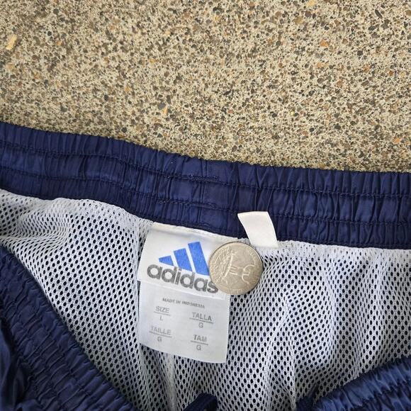 Vtg Y2k ADIDAS Small 3 Stripe Logo Plain Earthtone Athletic Track Pants Navy Lg - Picture 4 of 6